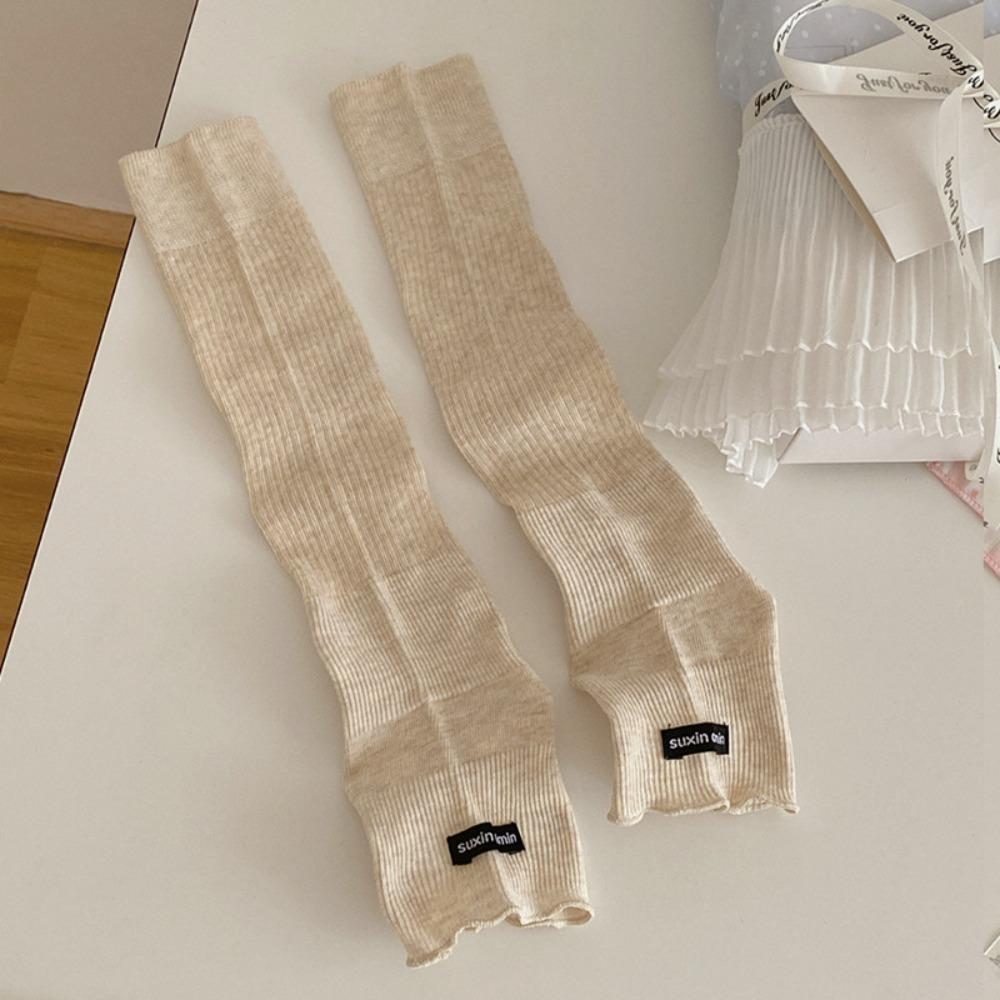 

1Pair Thin Knee Socks Cotton Knitted Foot Cover Cute Women Long Socks JK хакі