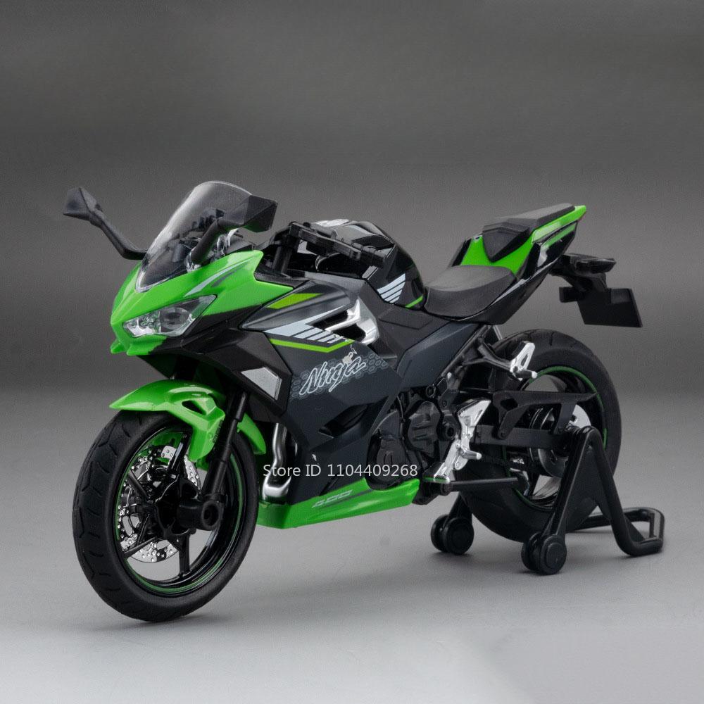 

1:12 Kawasaki 400 ZX-10R Motorcycle Model Toy Car Light Pull Back Shock Absorption Simulation Motorbike Collection Kids Gifts