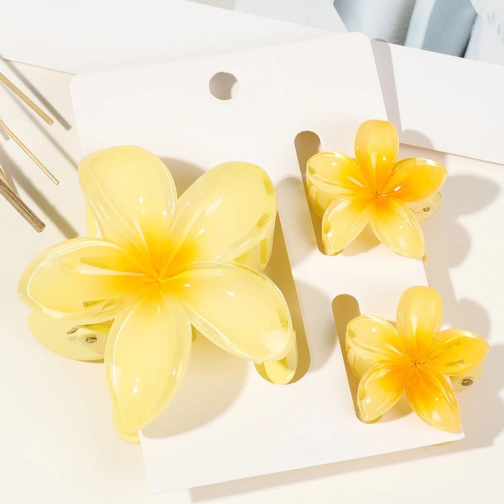 3 Pcs Hawaiian Hair Claw Clip for Women,Flower Marble Vein Hairpin Barrette Summer Vacation Beach Cute Fashion Hair Accessories