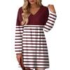 Women's Fashion Striped V-Neck Long Sleeve Dress