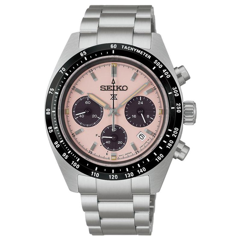 

SEIKO Prospex 100 meters waterproof date display solar Quartz Steel Strap 39mm men s watch pink dial SSC963