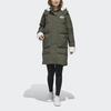 adidas Originals Long Sherpa Mid-Length Sports Down Jacket With Hood Winter Women Jackets Dark-Green GL6409