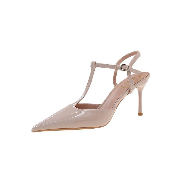 pointed head shallow mouth high heel women's sandals new one-word buckle bag head hollow thin heel high heel sandals women