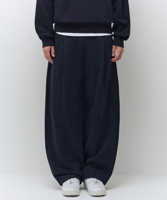 One-Pleat Wide Lounge Sweatpants [Navy]
