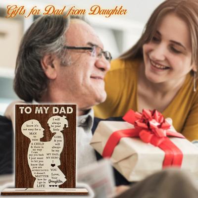 Daughter To Dad Wood Hug Sign Meaningful Ornaments Thank You Dad Plaque