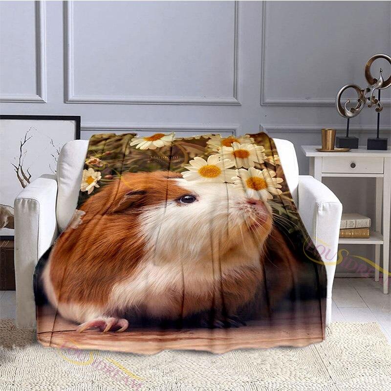 Guinea Pig Cute Animal Print Blanket Flannel Blankets Cartoon Print Sheet Sofa Throw Bedspread Kids Siesta Leisure Coverings