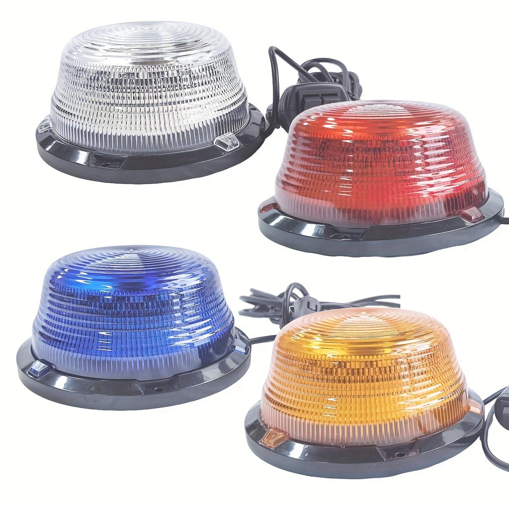 LED Strobe Beacon Light 90LED Round Rotating Amber Flashing Warning Safety Light 12V-24V Magnetic Base for Car,Trucks, Forklifts