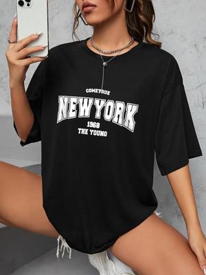 When 1968 The New York Is Young Woman T Shirt Girl Oversize Daily Top Female Creativity Streettshirt Individual Casual Clothes Unisex