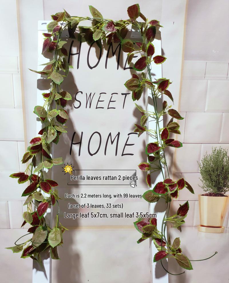 Artificial Red Maple Leaves Pothos Vine: Wall or Ceiling Hanging, Climbing Decorative Greenery