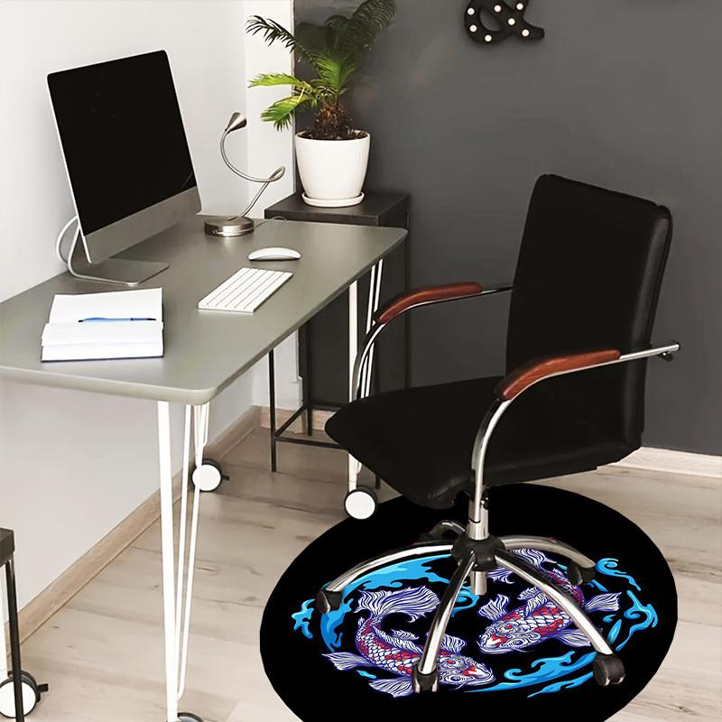 1pc Koi Fish Yin Yang Round carpet, Perfect for Decorating Chairs, Living Rooms, Or Bedrooms, for Living Room.055 80cm by 80cm