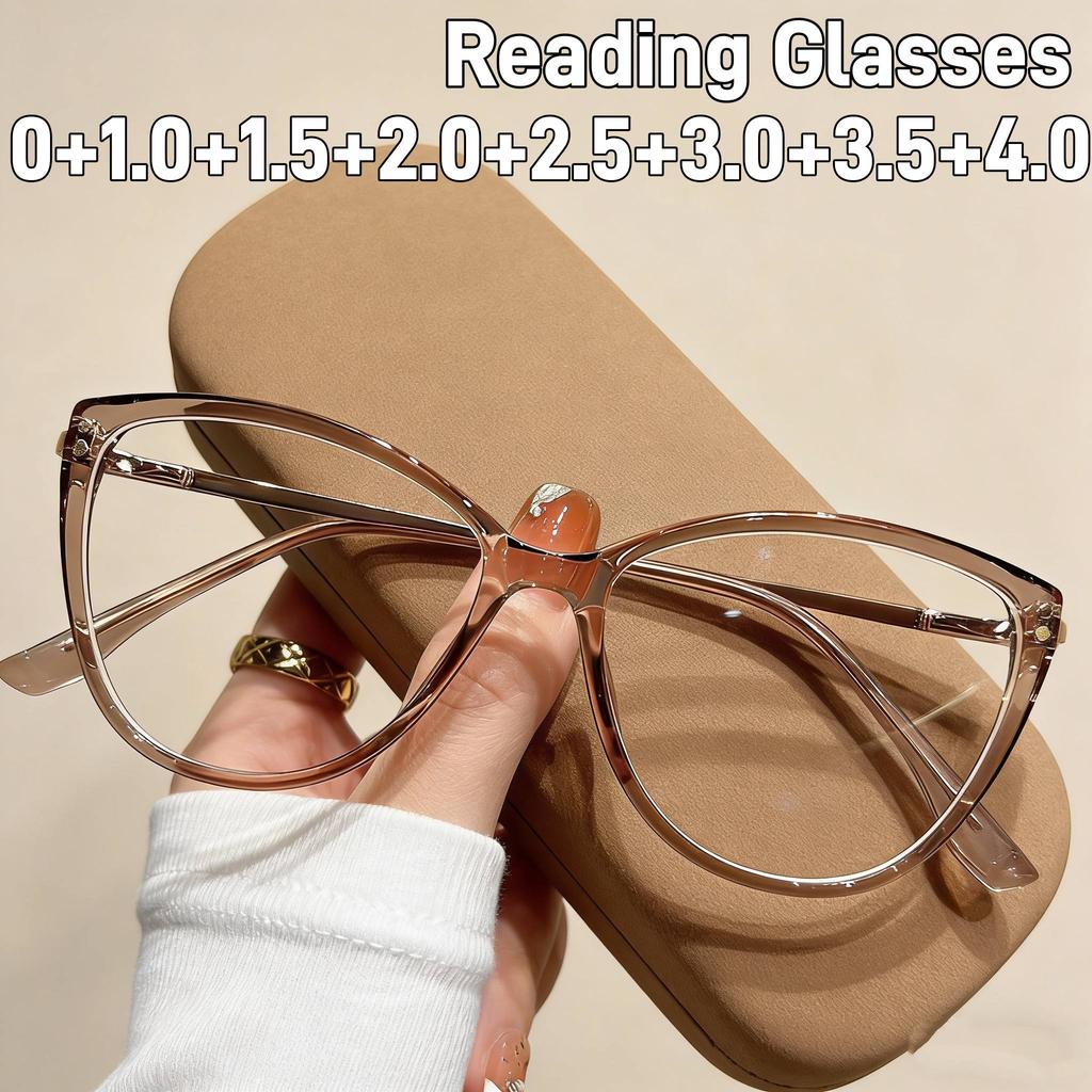 Women Vintage Elegance Reading Glasses Unisex Fashionable Cat-Eye Anti-Blue Light Comfortable Presbyopia Eyewear Plus Diopter