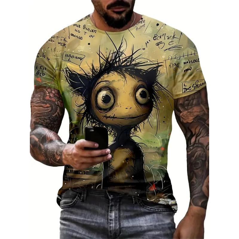 Lustige Cartoon Tierdruck Lässige Kurzarm T-Shirts Vintage T-Shirts