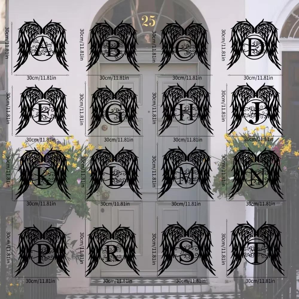 Chic One Piece Personalized Feather Wings Metal Sign Housewarming Wedding Gift Elegant Door Hanging Wall Art