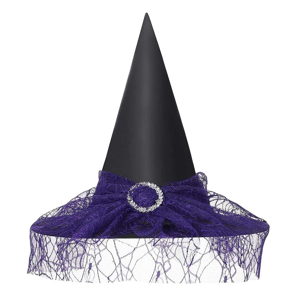 IPENNYE Halloween Velvet Witch Devil Hat with Flower Cosplay Wizard Classic Witch Grim Reaper Super Cute Tricorne Costume Cosplay Cultural School