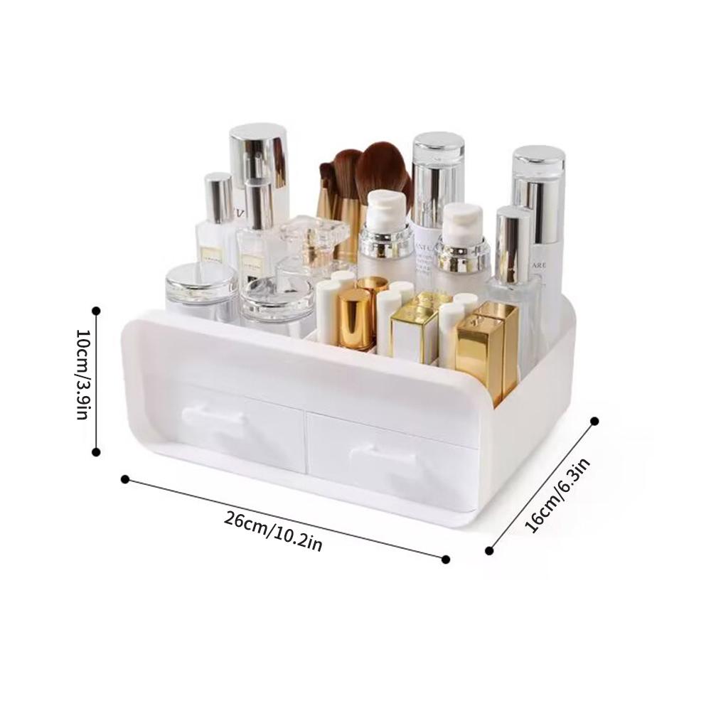 Household Cosmetics Storage Box, Desktop, Dresser Skin Care Products, Lipstick, Makeup Brush Cleaning Dustproof Drawer, White