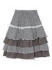 Eogeulliswedou Tiered Checkered Mix Skirt (Navy)