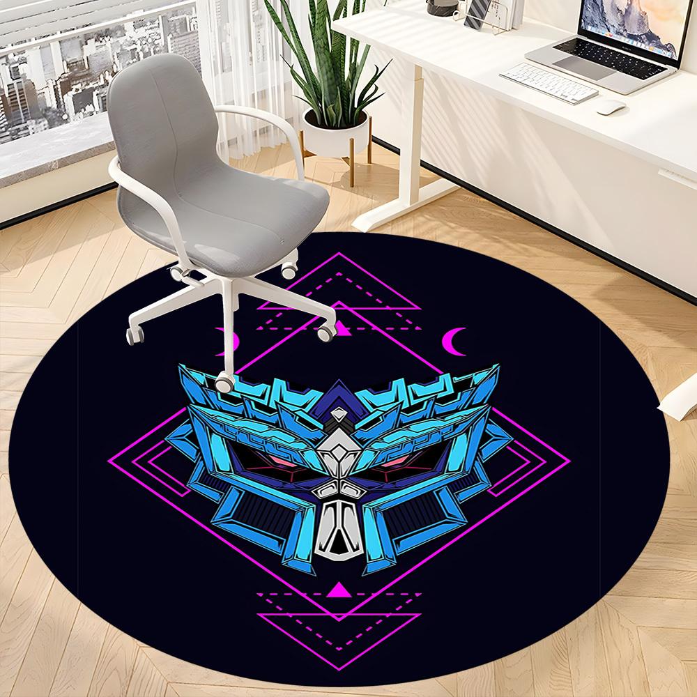 1pc Gundam Series Office Round Area Rug, Indoor Mat Suitable For Office, Under Office Chairs Bedroom Living Room Home Decor, Room Deco