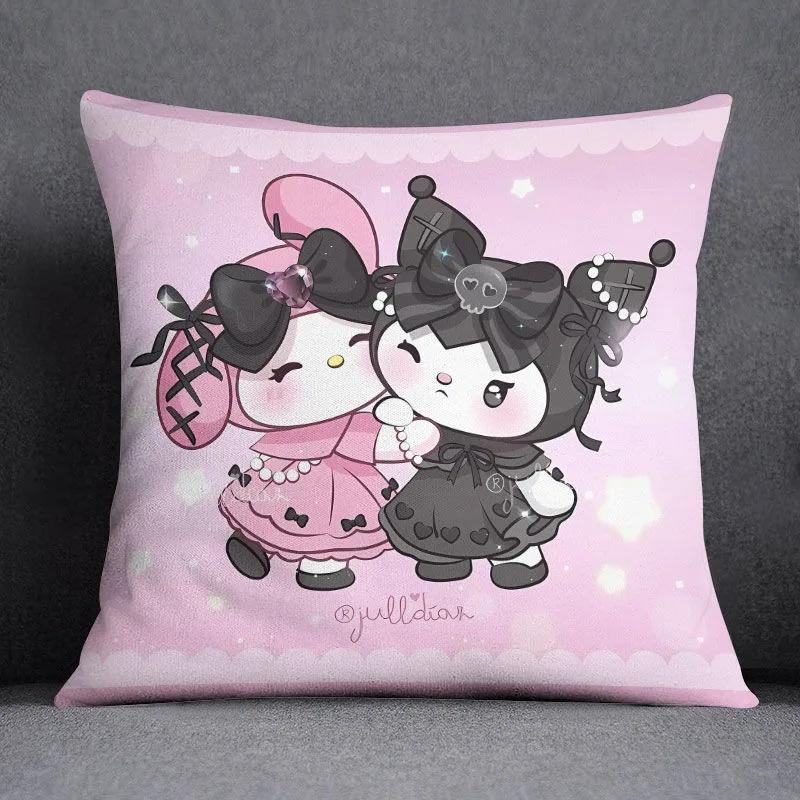 Cartoon Sanrio Pillow Cover Hello Kitty Kulomi Living Room Sofa Cushion Cover Bedroom Home Decoration Child Room Decoration