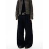 Kisko American Retro Washed Black Wide-Leg Double-Pleated Jeans Unisex Trendy Loose Versatile Floor-Length Pants
