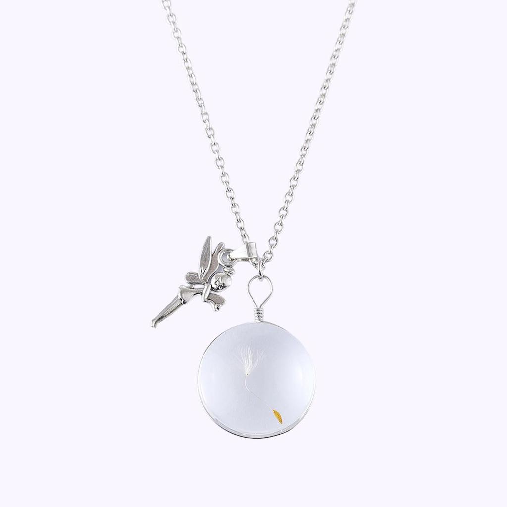 Dandelion Oval Crystal Glass Pendant Necklace - High-End Gemstone Jewelry
