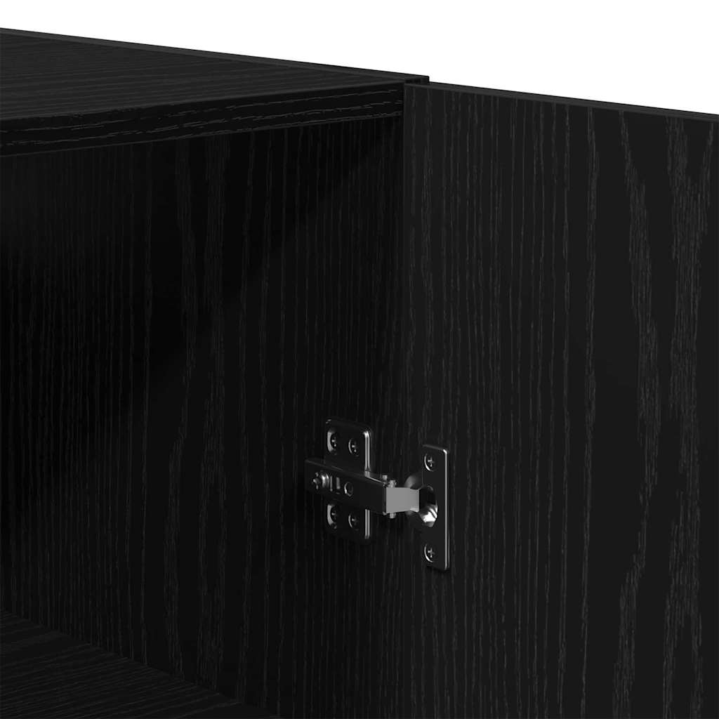Wall Cabinet 2 Pcs Black Oak Effect 69.5 X 34 X 90 Cm