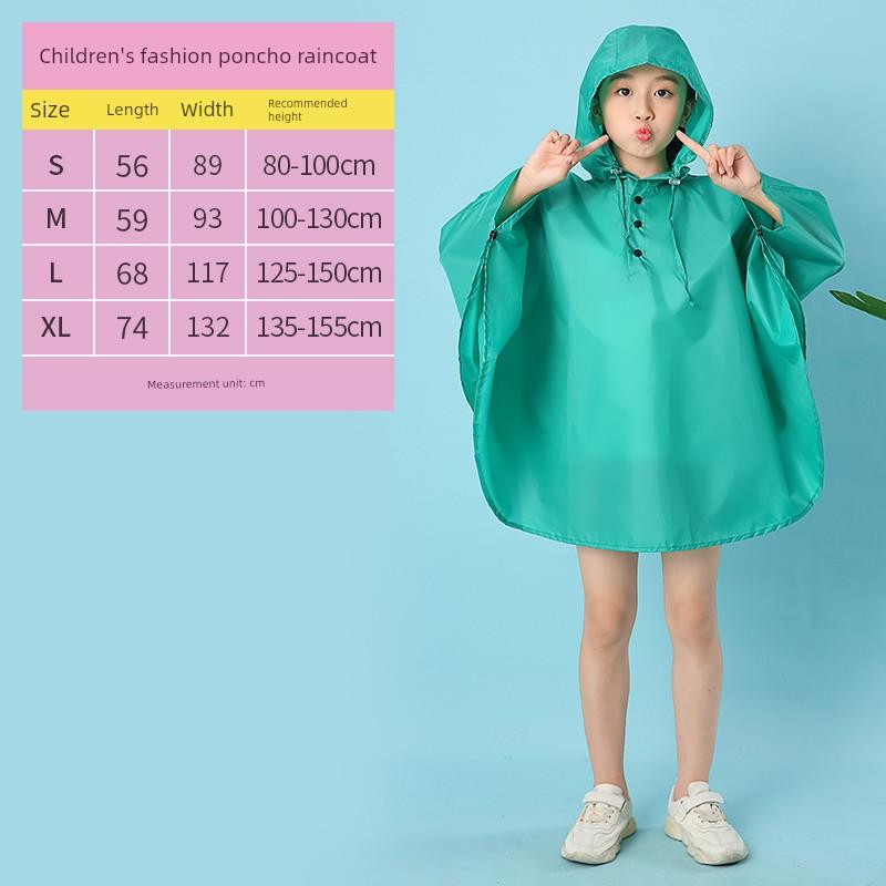 Kids Cape Raincoat Outdoor Walking Children Playing with Water Students Go to School Backpack Waterproof Poncho Multicolor