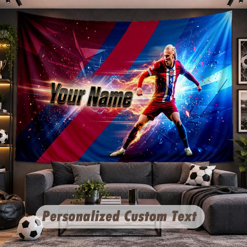 Wall Hanging Tapestry Custom NameErling Haaland Pattern Personalized Printed Fabric Wall Decor