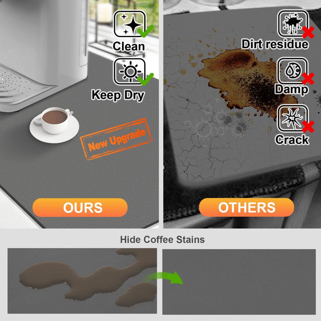 Coffee Mat For Countertops Waterproof For Countertop Accessories Fit Under Maker Espresso Machine Absorbent Hide Stain Rubber