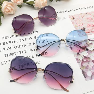 Frameless Trimmed Sunglasses Women'S Trendy High-End Uv-Proof Sunglasses