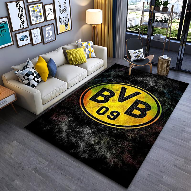 Sportlicher Teppich, Borussia Dortmund BVB 09 Gelb Schwarz Grunge Logo Poster, Fan-Höhlen-Dekoration, Rutschfeste Matte