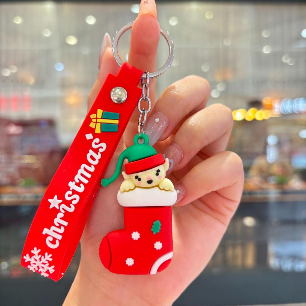 New Christmas Cartoon Keychain Bag Pendant Exquisite Santa Claus Car Keychain Small Gift
