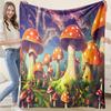 Fantasy Giant Red Spotted Mushroom Forest Flannel Throw Blanket Magical Woodland Print Soft Lightweight Blanket for Sofa Camping