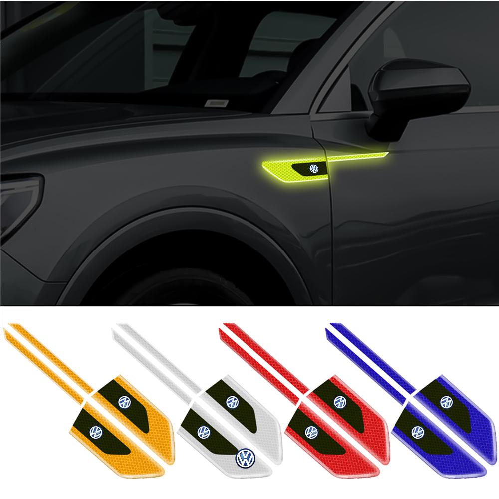 For VW Rline Golf polo Jetta Bora CC MK4 2PCS Car Reflective Auto Truck Safety Warning Tape Bumper Secure Reflector Car Sticker zq9