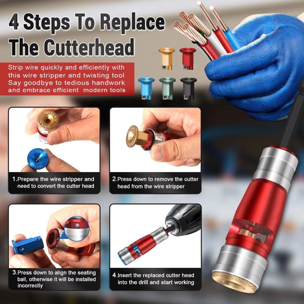 Waterproof Cable Stripping Tool Set Portable Twister Kit Wire Stripper Kit  for Electric Drill