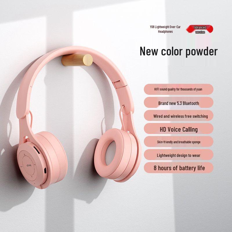 Y08 Over-Ear Noise-Canceling Bluetooth Headphones with Foldable Design and Card Slot, Ideal for Gaming and Gifts.