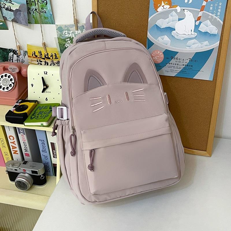 Schoolbag Japanese ins cartoon cat schoolbag female primary and secondary school students versatile cute college style light travel backpack