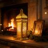 Decorative Candle Lanterns Moroccans Lanterns Retro Golden Metal Lanterns Candle Holders for Home patios Outdoor Decors