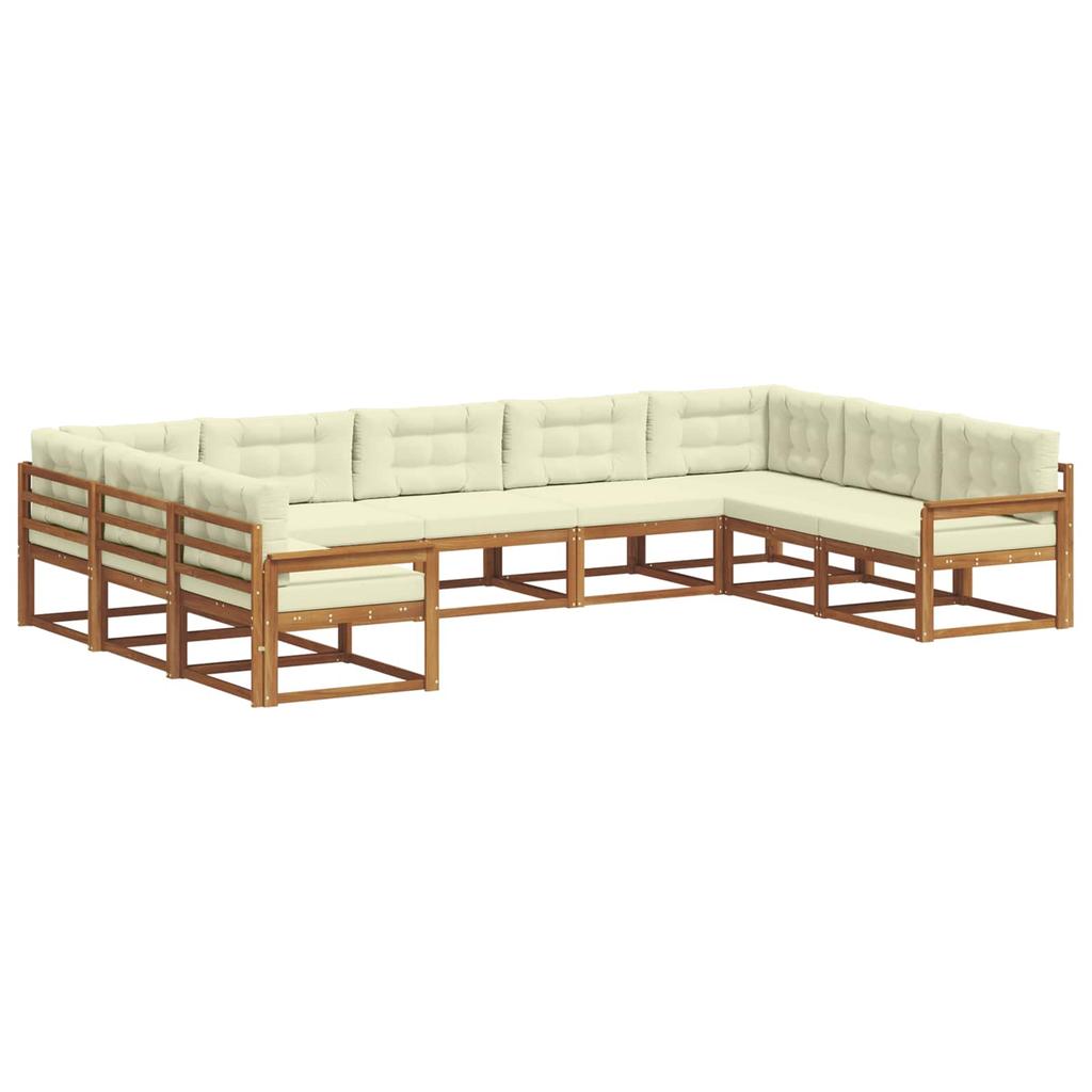 Outdoor Sectional Sofa Set with Cushions 9 Pcs Natural and Cream