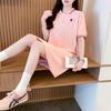 Pure cotton summer new short-sleeved POLO shirt lapel dress women's small college style thin embroidered T-shirt skirt