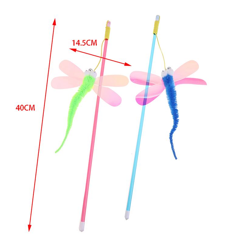 Cat Teaser Stick Sequins Big Eyes Dragonfly Cat Toy Interactive Teaser Stick