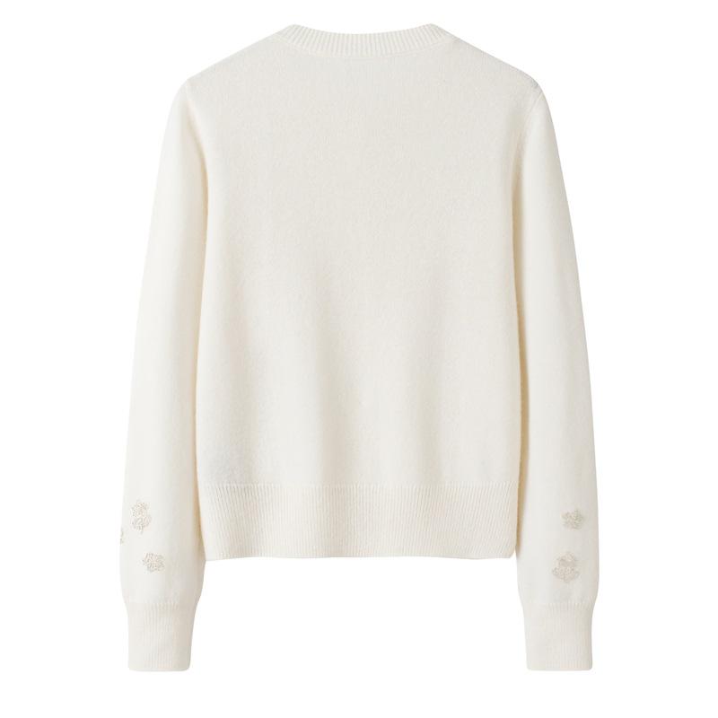 Γυναικεία Χοντρή Κασμιρέ Ζακέτα με Κλείσιμο με Κουμπιά, Χειροποίητες Χάντρες και Κεντημένες Λεπτομέρειες