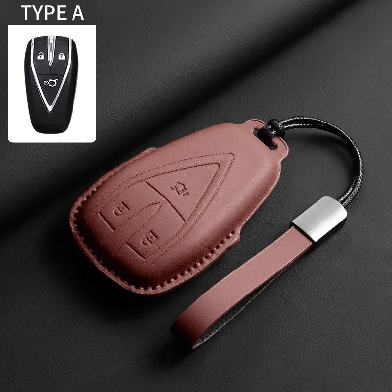 Leather Car Key Case Cover Holder Keychain Protective Shell for Changan Deepal S7 SL03 UNIT UNIK CS35 Plus CS55 Plus CS75
