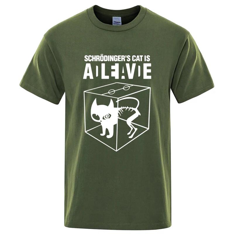 Schrodinger Cat Print 100 Cotton Men Woment Tshirt Summer Autumn Daily Outdoor Sports Party Casual Loose Street Short Sleeve