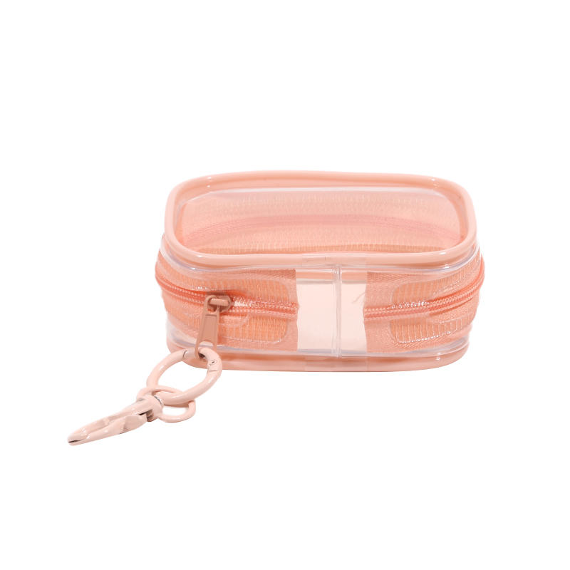 Small Clear Figure Display Bag with Keychain Portable Zipper Waterproof Mini Doll Pouch Carrying Case for Figures Collectibles