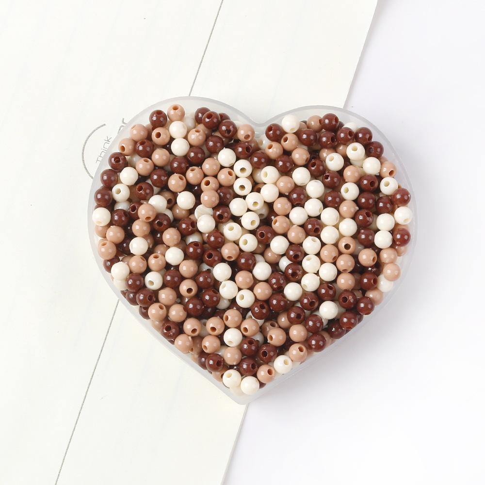 42-Color Acrylic Solid Color Round Beads Rice Beads Handmade Diy Beaded Loose Beads Bracelet Necklace Jewelry Material 3/4Mm
