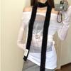 Y2K Wool Shawl Solid Color Long Narrow Scarves Sweet Knitted Scarf  Streetwear