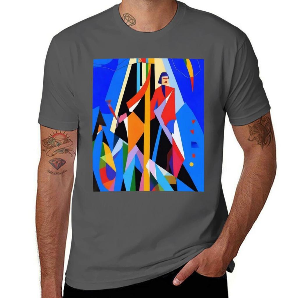 A Vividly Colored Abstract Composition Tshirt Plus Size Basic Cotton Tshirt