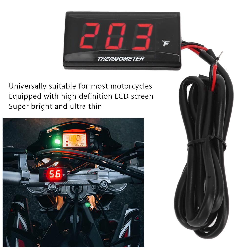 Motorcycle Digital Water Temperature Gauge   Thin   12V LCD With 18mm Sensor Adapter for Most Motorbikes
