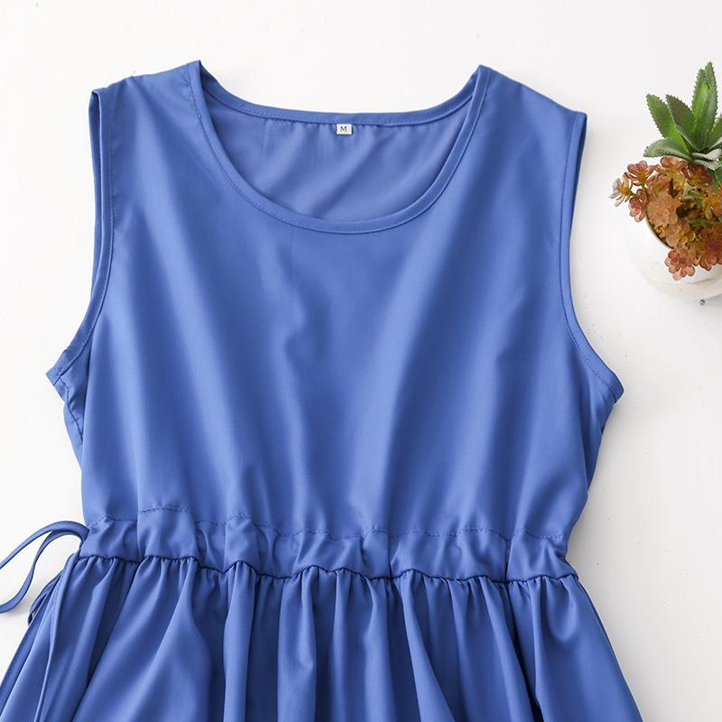 Beautiful Dress, Seaside Temperament, Blue Sleeveless Dress, Women's Summer