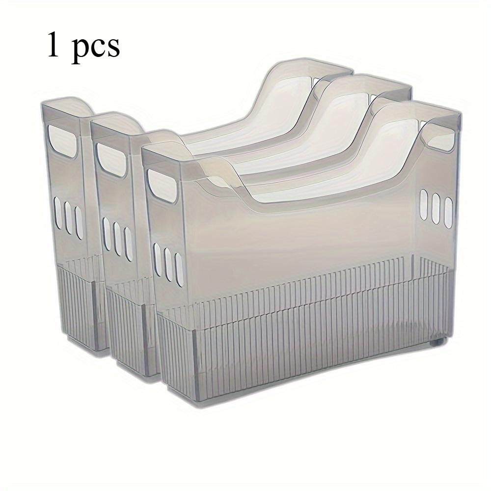 

1 Pcs Clear Plastic Organizer with Wheels Multi-Purpose Plastic Basket for Stickers, Files, Snacks, etc. - Gray/Transparent